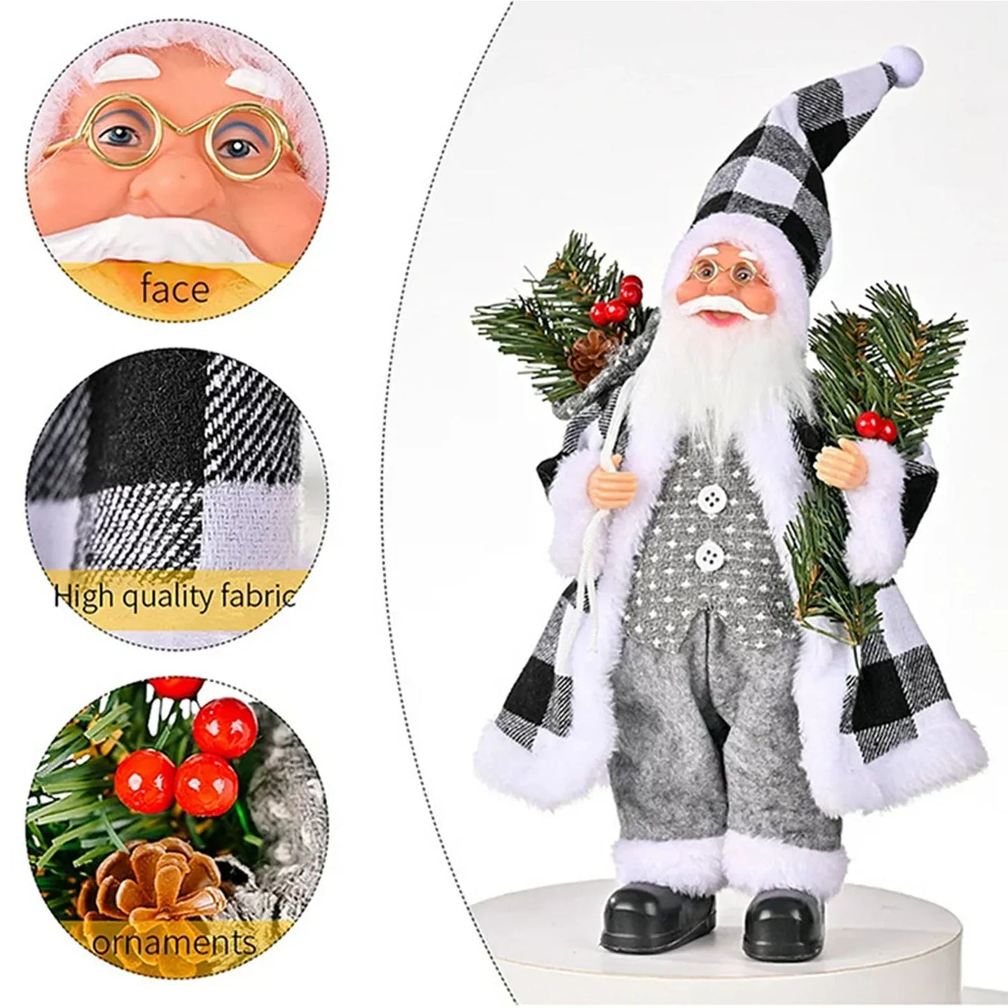 Kerst pop staande kerstman decoratie 30 cm tafeldecoratie