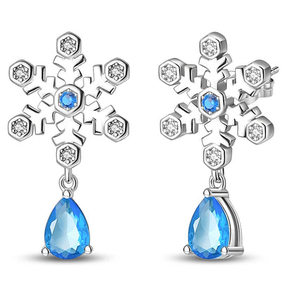 Kerst oorbellen 925 zilver sneeuwvlok met fonkelende zirkonia