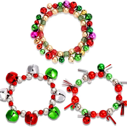 Kerst armbanden set met kralen en belletjes – feestelijke sieraden