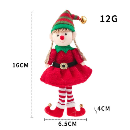 Kerst pop elf pluche decoratie voor boom en feestelijke aankleding