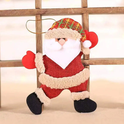 Set kersthangers pluche popjes – kerstman, sneeuwman, rendier en beer