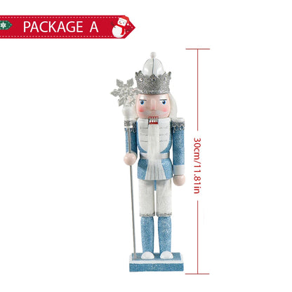 Kerst pop notenkraker houten soldaat blauw 30cm decoratie