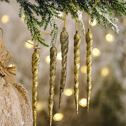 Kerstboom ornament ijskristal hangers set van 10 stuks 13cm - diverse kleuren