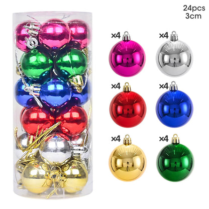 Kerstballen set 24 stuks – 3cm kerstboom versiering in diverse kleuren