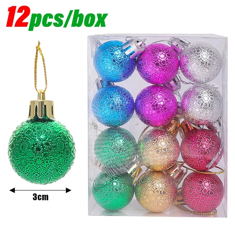 Kerstballen set mini 3CM – kleurrijke kerstdecoratie voor boom en huis