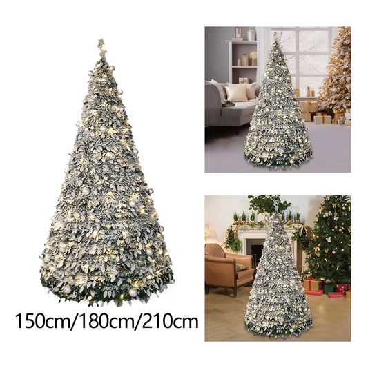 Opvouwbare Kerstboom met Verlichting – 150/180/210CM – Inclusief Standaard