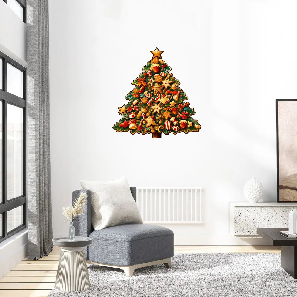 Houten figuren puzzel - Kerstboom thema - Unieke 3D puzzel met speciale vormen