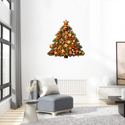 Houten figuren puzzel - Kerstboom thema - Unieke 3D puzzel met speciale vormen