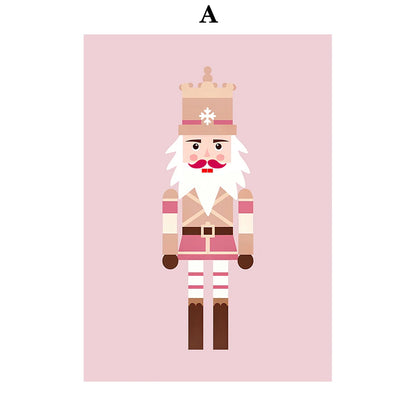 Kerst schilderij kerstboom met kerstman sneeuwhuis canvas poster
