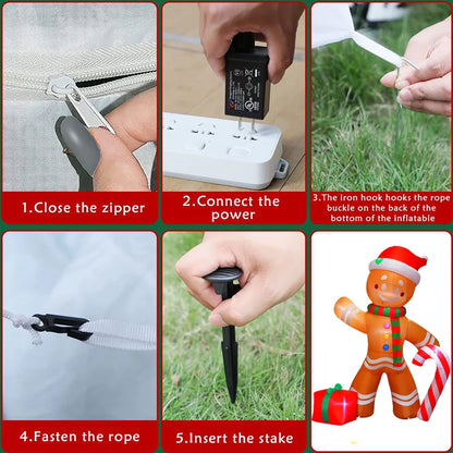 Opblaasbaar Kerst ornament 240 cm Peperkoekman met LED-verlichting voor buiten