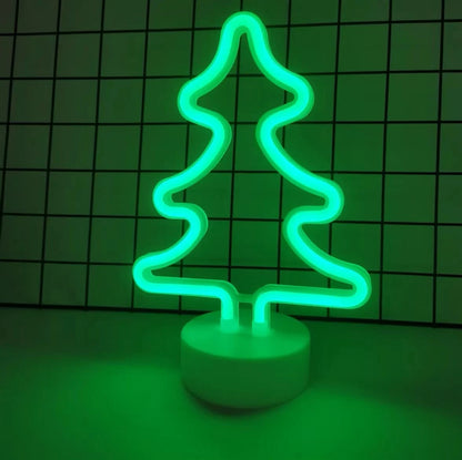 Kerst lamp neon kerstboom LED tafeldecoratie met USB en batterijen
