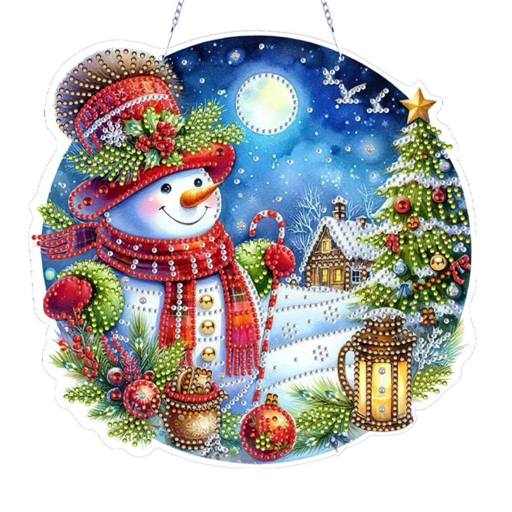 Diamond Painting Kerstkrans raamdecoratie met strass steentjes