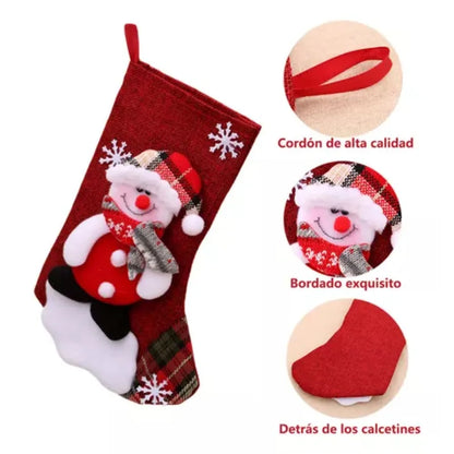 Kerst sok (decoratief) set van 4 – Santa, sneeuwman, rendier en beer pluche