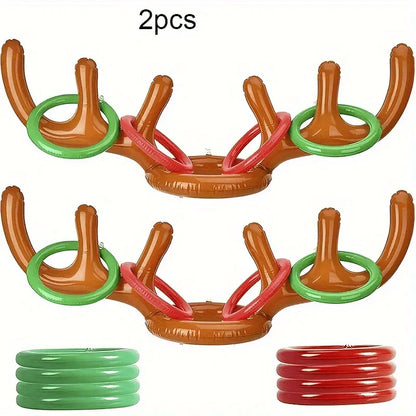 Opblaasbaar Kerst ornament rendiergewei ringwerpspel – feestelijke decoratie