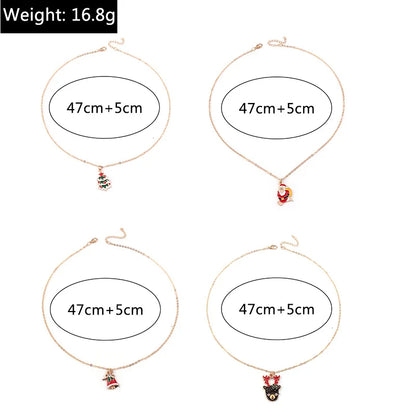 Kerst Ketting met Rendier, Belletjes en Kerstboom Hanger – Feestelijke Sieraden voor Dames