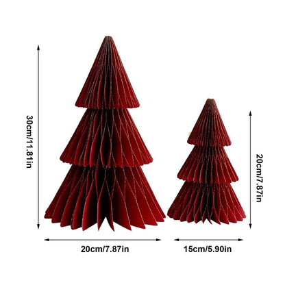 Opvouwbare Kerstboom - Set van 2 Papieren Mini Bomen - Origami Decoratie