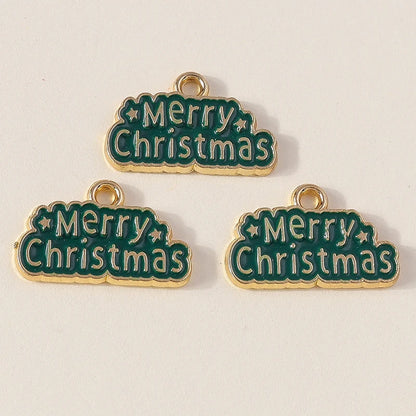 Kersthanger voor ketting of armband kerstboom rendier bel sneeuwpop hanger set - 10 stuks