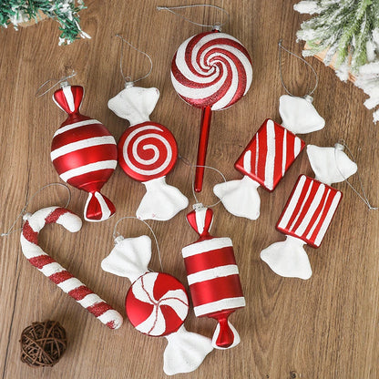Kerstballen set – Grote Lolly & Rood-Wit Suikerstok Hangers voor Kerstboom