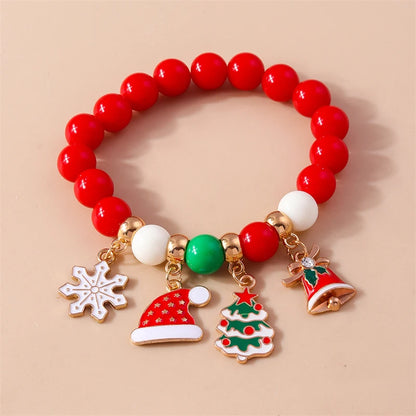 Kerst armband met kralen, rendier en kerstboom bedels voor dames