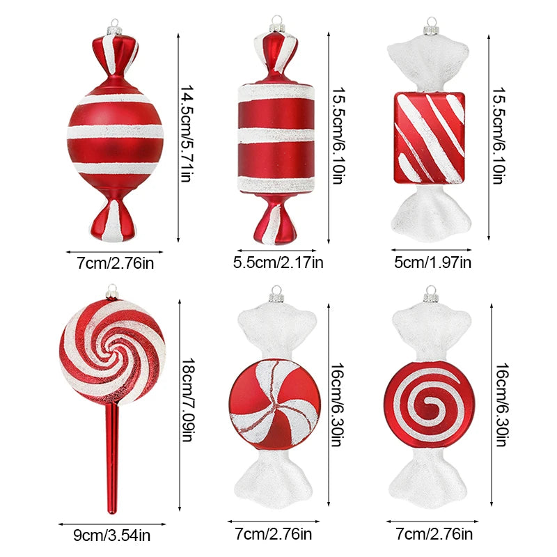 Kerstballen set – Grote Lolly & Rood-Wit Suikerstok Hangers voor Kerstboom