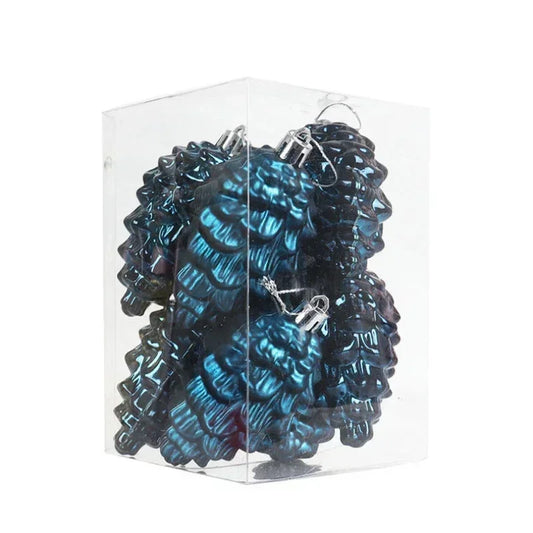 Set kersthangers 8 stuks – matte & glanzende kerstballen in de vorm van dennenappels