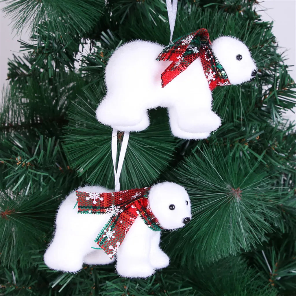 Kersthanger schattige pluche witte beer voor in de kerstboom