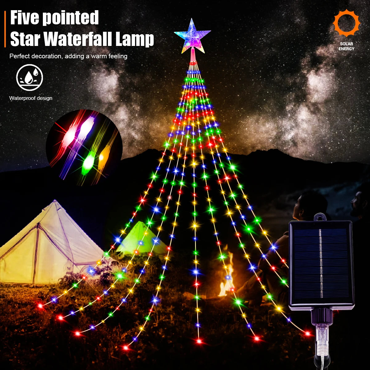 Led Kerstboom Sterrenlichtslinger op Zonne-energie – 280 LED met 8 Verlichtingsstanden