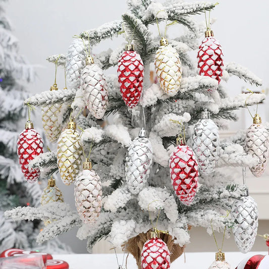 Kerstboom ornamenten dennenappel ballen set van 5 kerstdecoratie hangers