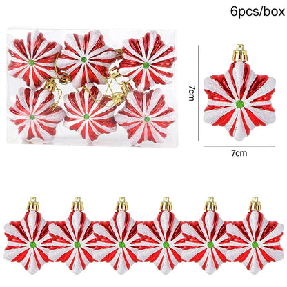 Kerstboom ornament set rood ster sneeuwvlok kerstballen decoratie - 6 stuks