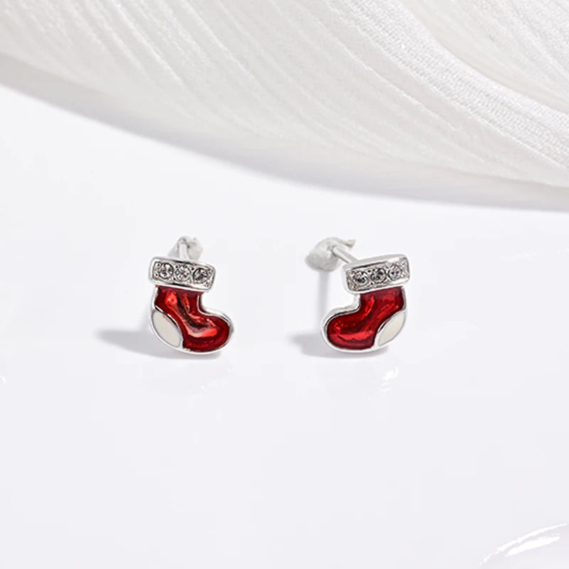 Zilveren Kerst oorbellen kerstboom kers aardbei studs feestelijke accessoires