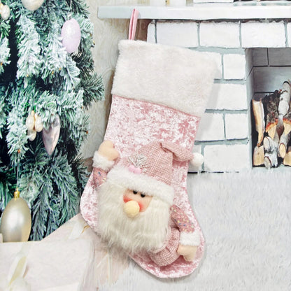 Kerst sok (decoratief) met kerstman en sneeuwpop – feestelijke hangdecoratie voor boom of haard