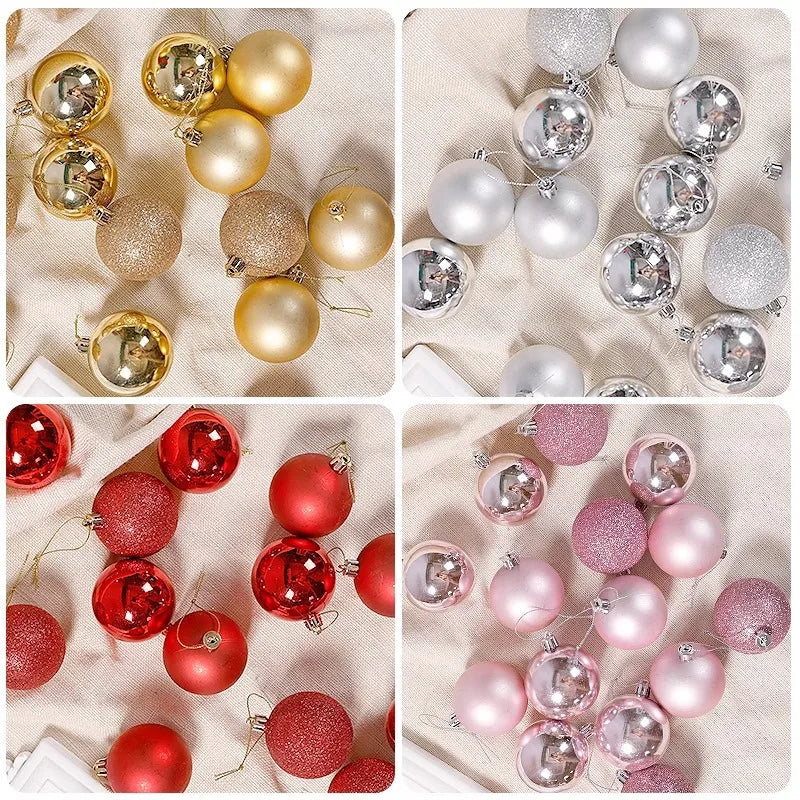 Kerstballen set 24 stuks – stevige kunststof ballen in effen kleuren