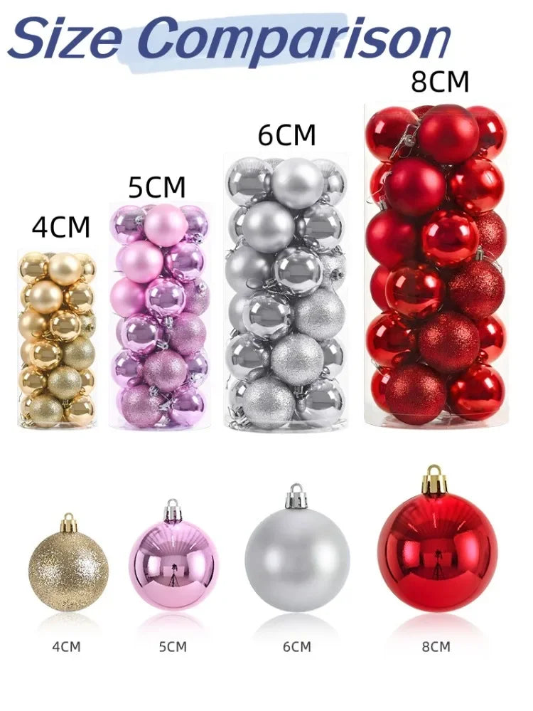 Kerstballen set 24 stuks – stevige kunststof ballen in effen kleuren