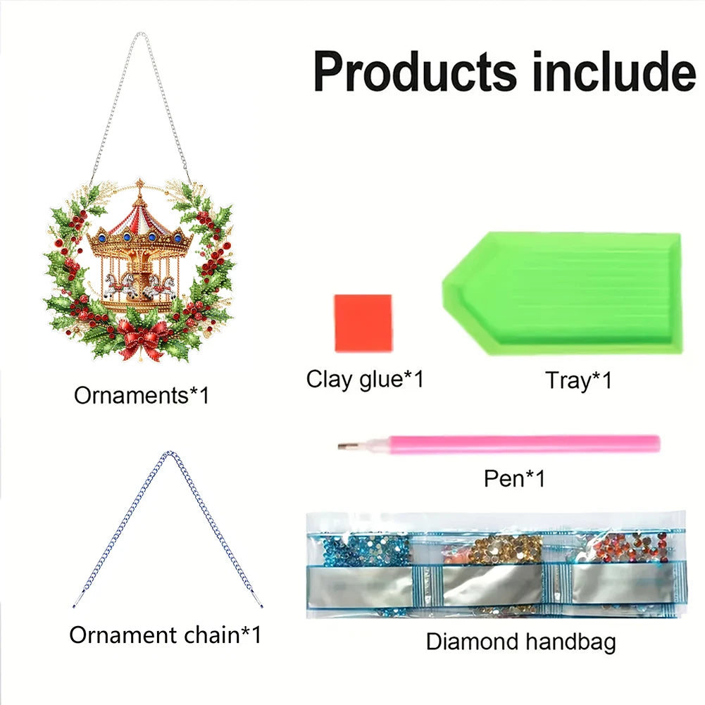 Diamond Painting Kerstkrans hanger raamdecoratie acryl met strass steentjes