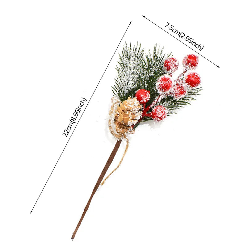 Kerst ornament voor Kerstboom rode bes dennentak bloem decoratie set