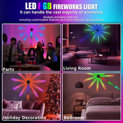 Slimme Kerstverlichting - Dynamische Vuurwerk LED Lichtstrips met Muzieksynchronisatie, RGB, Bluetooth & Afstandsbediening - 180 LEDs