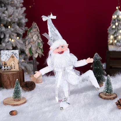 Kerst pop elf met krans – feestelijke pluche hanger voor decoratie