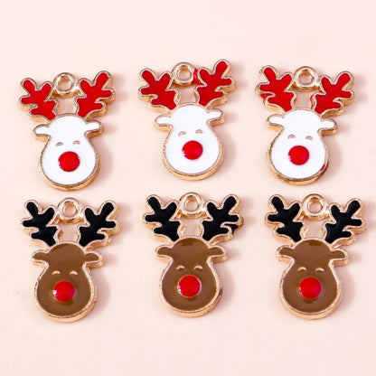 Kerst hangers rendier emaille bedels dieren voor sieraden en decoratie - 20 stuks