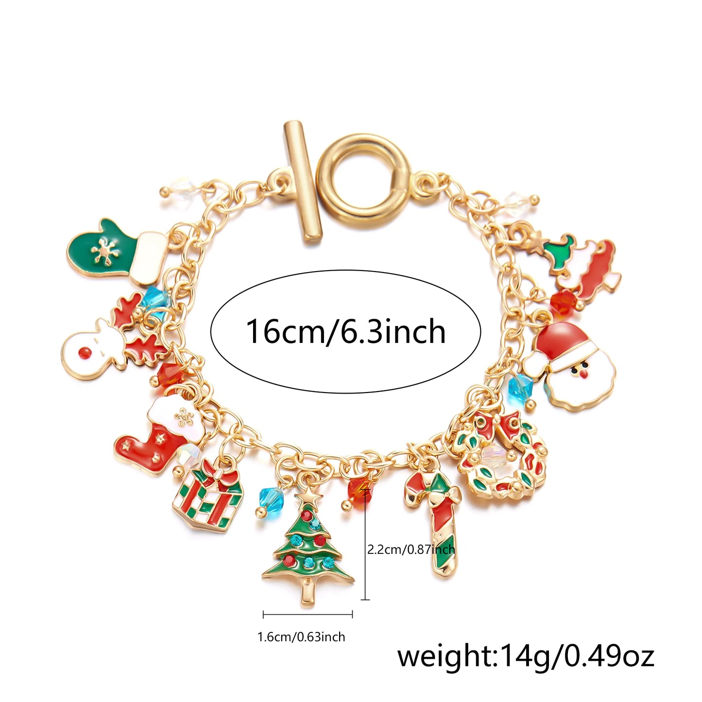 Kerst armband met kerstman sneeuwpop ster en kerstboom hanger