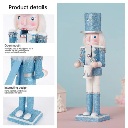 Kerst pop notenkraker houten soldaat blauw 30cm decoratie