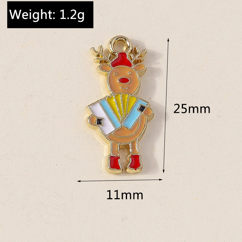 Kersthanger voor ketting of armband kerstboom rendier bel sneeuwpop hanger set - 10 stuks