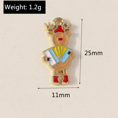 Kersthanger voor ketting of armband kerstboom rendier bel sneeuwpop hanger set - 10 stuks