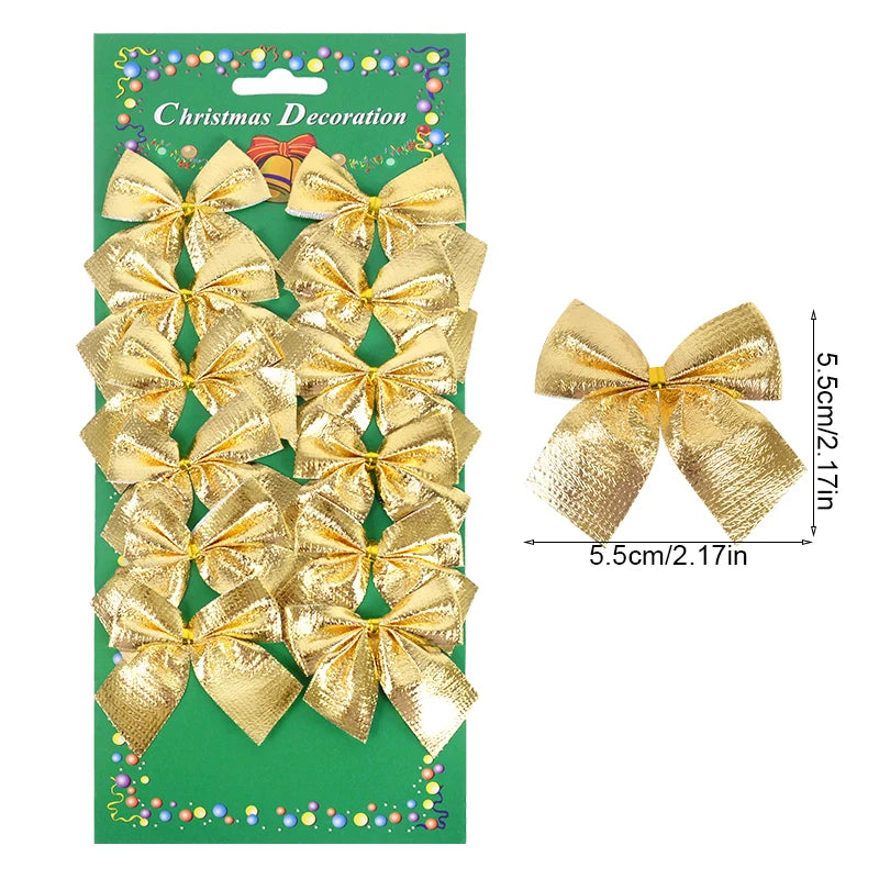 Kerstboom ornamenten rode, zilveren en gouden strikjes set 12/24 stuks