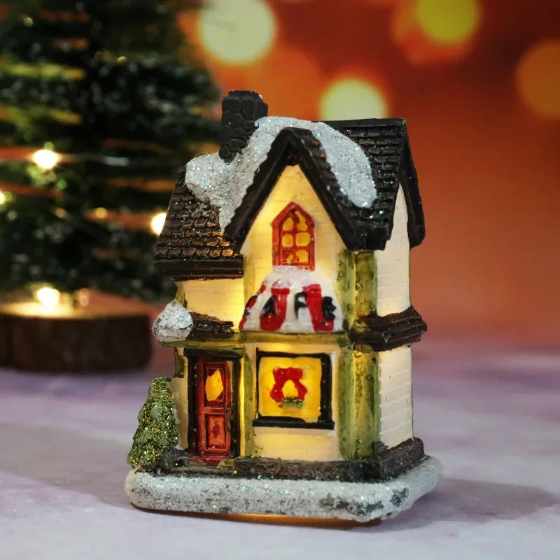 Verlicht Kerst figuur sfeervol huis met warm wit licht voor feestelijke decoratie
