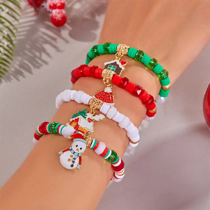 Kerst armband set met kerstboom rendier en kerstman kralen (4 stuks)