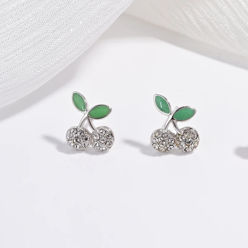 Zilveren Kerst oorbellen kerstboom kers aardbei studs feestelijke accessoires