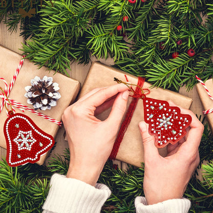 Diamond Painting Kerst Hangers – 10x DIY Kerstboom Ornamenten met Speciale Steentjes | Unieke Kerstdecoratie en Cadeau Idee