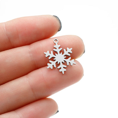 Kerst oorbellen sneeuwvlok hanger zilverkleur-goudkleurig roestvrijstaal lange dangle