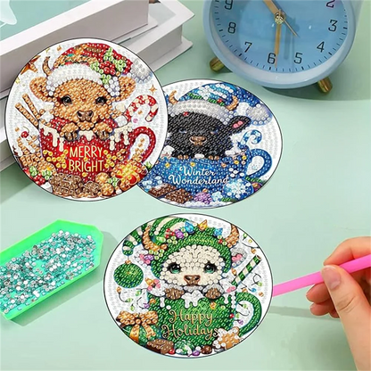 Diamond Painting Onderzetters Dieren – Set van 8 met Houder
