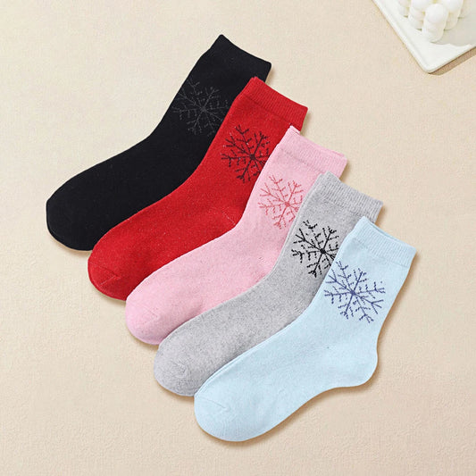 Kerstsokken warme dames sokken met retro winterprint WZ-275